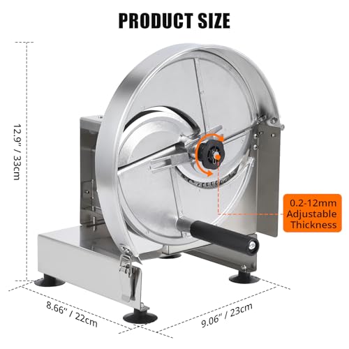 Commercial Vegetable Slicer Manual Potato Tomato Slicing Machine Onion Slicer Stainless Steel Vegetable Cutter Fruit Slicer for Potato Lemon Tomato Onion, 0.2-10 mm Thickness Adjustable by Garvee - Image 3