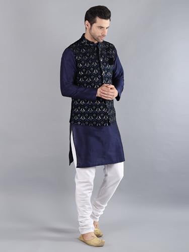 Image of Uri and MacKenzie Men's Silk Blend Kurta Pajama with Designer Ethnic Nehru Jacket /Modi Jacket