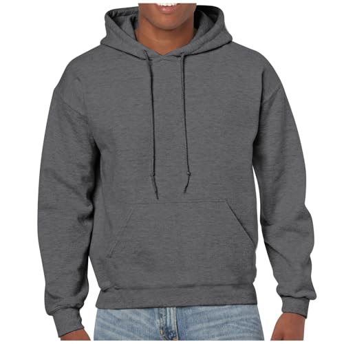 Ymosrh Men's Hoodies, Long Sleeve Solid Color Casual Athletic Workout Pullover Hooded Sweatshirts with Pocket, S-4XL