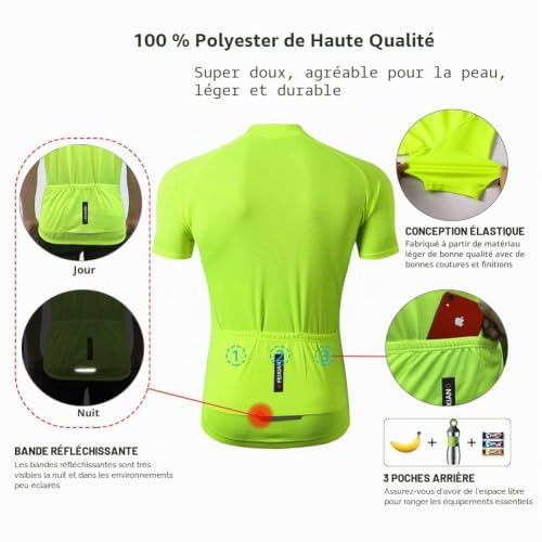 MEETWEE Maillot Cyclisme Homme, Vélo Jersey VTT Vêtements Manche Courte Séchage Respirant Cyclisme Tee Shirt,Vert,L – vue 6