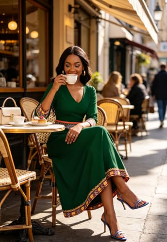 Image of VisiChenup African Print Dress for Women Casual Midi Dress