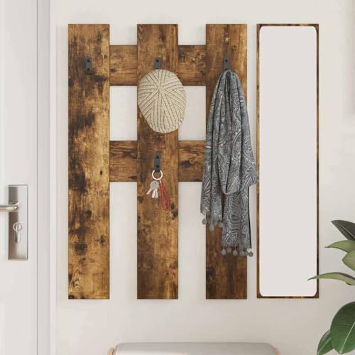 Perchero de pared roble ahumado de 65 cm, la solución de almacenaje vertical para ropa y bolsos 5