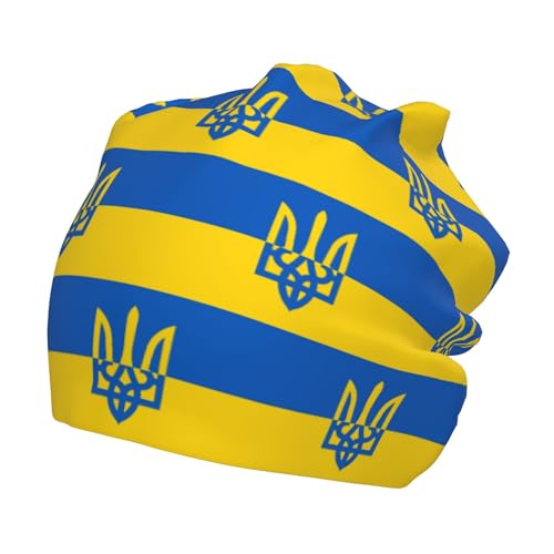 Ukrainian Flag Children Hip Hop Knitted Hat Kids Elastic Leisure Knit Cap Warm Sleep Beanies Black