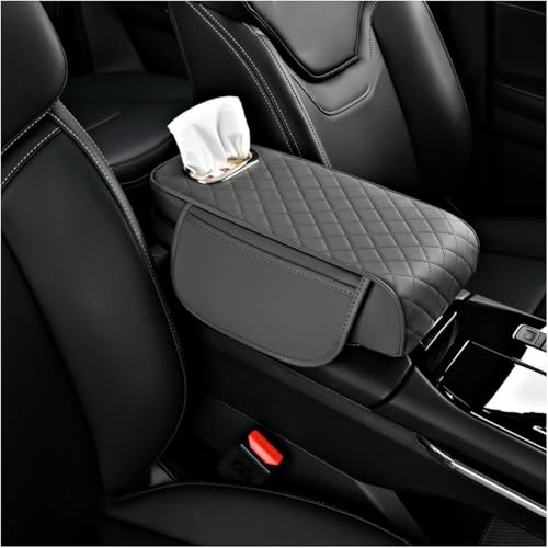 Car Armrest Box Cover Mat for Suzuki Swift 2000-2018 2019 2020 2021 2022 2023 2024 2025 2026, Leather Middle Console Cover Stylish Car Decoration Accessories,C-Grey