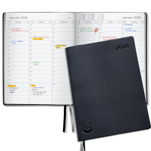 Smart Panda - 2026 Diary by Smart Panda – Silver Edition, A4 Week to View Dated Planner – Softcover and Gift Box - Appointment Book, 30 Minute Intervals – Annual Calendar, November 2025 - December 2026 - -20%
