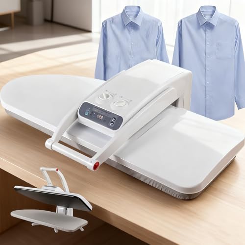 Presse à Repasser Commerciale avec Plateau 800x310mm, Fer 1800W pour Draps, Linge de Table et Hôtels, Commande Vapeur Adjustable et Arrêt Automatique