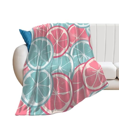 Couverture flanelle bleue agrumes imprimée nid de douceur pour lit