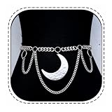 Moon Layered Waist Chain Belt - Punk Gothic Crossover Body Belly Chains Tassel for Women Girl
