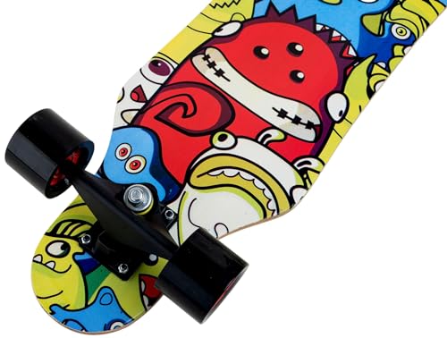 Miniatura 4 de Longboard Cruiser 80cm Doodles Alta Resistencia Y Ligereza Rodamientos Abec-7 Ideal Para Niños Y Adolescentes Principiantes Carving Y Cruising Madera De Arce