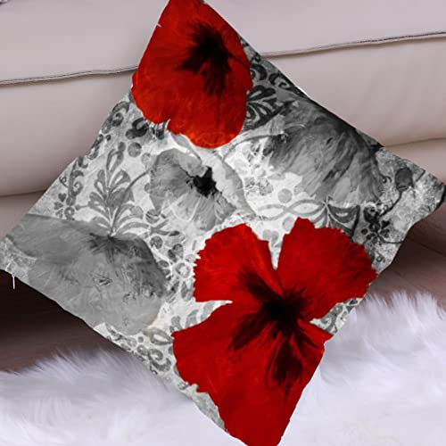 Wilproo Black Red Flower Pillow Covers Love Pillow Covers Decorative Linen Square Throw Pillow Covers Couple Cushion Cases Home Decor For Sofa Bedroom Car 18X18 Inch #TOP7