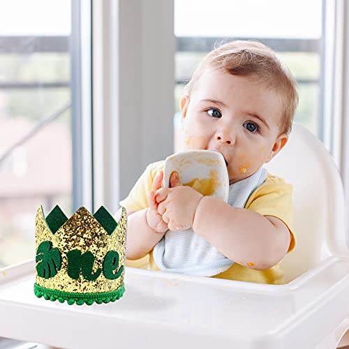 1St Birthday Crown Hat For Baby Boy Girl, Jungle Safari Green Number One First Birthday Cap Crown For Birthday Party Decor For Baby Shower Birthday Party Photo Prop #TOP4