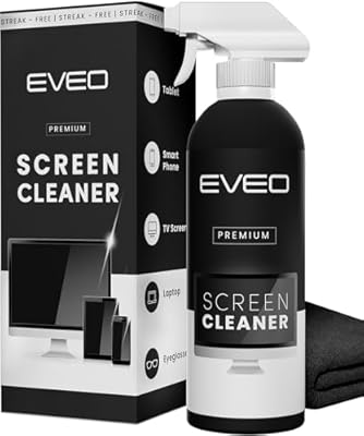 EVEO® Screen Cleaner Spray Kit (Streak-Free) TV Screen Cleaner for Smart TV, LCD, LED, OLED | Computer Screen Cleaner Spray and Wipe Microfiber Cloth for TV, Monitor, Laptop, iPad, Car & More - 1 Pack