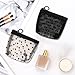 LUSTRIB 2 Pcs Mesh Makeup Bag with Zipper, Cute Heart Printed Pattern Mesh Cosmetic Bag, Mini Travel Organizer Bags for Women, Lipstick Cosmetic Organizer Bag, Travel Pouch (Black, White)