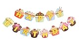 Happy Birthday Party Banner With Cupcake Personalized Birthday Flags Banner For Birthday Party Decor