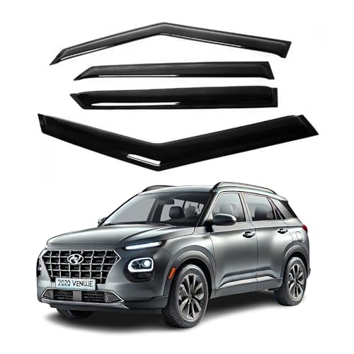 Compatible with Hyundai Venue 2020 2021 2022 2023 2024 2025-ZH Window Rain Guards -2mm Thick Tape-On Premium Wind Deflectors for Front and Rear Windows, Durable & Sleek Design, Set of 4