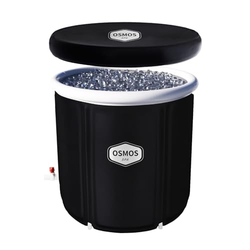 Portable Ice Bath Tub for Athletes - OSMOS 105 Gallons Large Inflatable Cold Plunge Tub with Cover, Nylon Fabric Ice Plunge Tub for Recovery, Cold Water Therapy Pod Outdoor for adults at Home