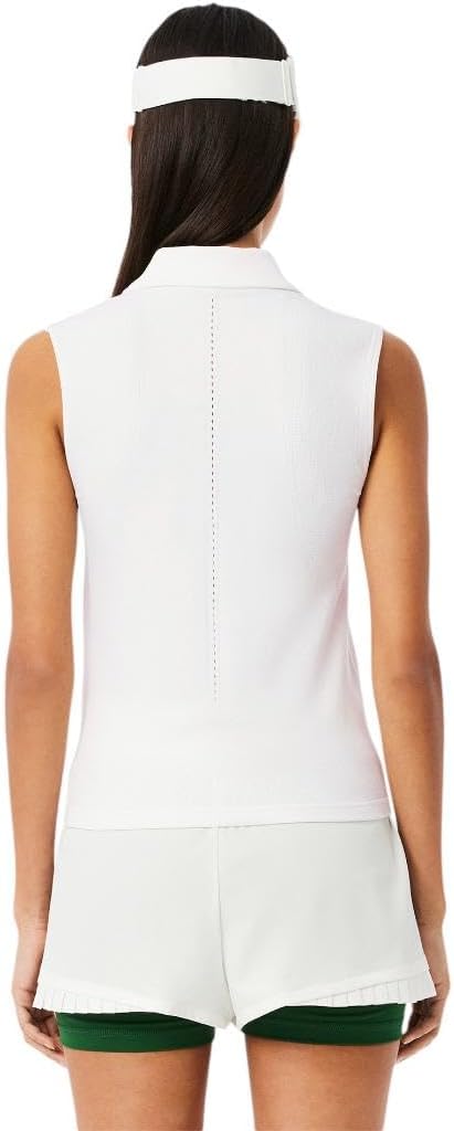 Lacoste Womens Sleeveless Stretch Knit Tennis Polo Shirt - Image 3