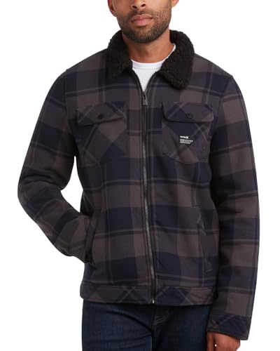 Image of Hurley Mens Flannel Jacket - Soft Fleece Plaid Sherpa Lined Flannel Trucker Jacket - Warm Winter Jackets for Men