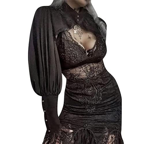 Image of Bolero Shrug Top Trad Goth Black Shawls and Wraps for Evening Dresses Short Cardigan