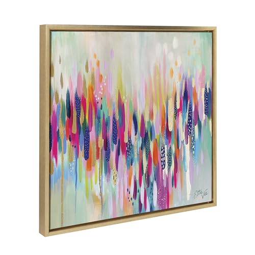 Kate and Laurel Sylvie Brushstroke 154 Framed Canvas Wall Art