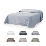 fundabel® - Colcha Boutí Acolchada Reversible como| Cama 200 (300x270 cm) Azul Claro | Microfibra Suave con Relleno Tacto Pluma, Colcha Bouti Ideal para Todo el Año - Fabricada en España
