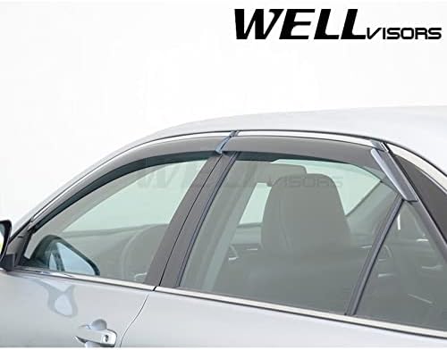 WellVisors Window Visors Wind Deflectors Compatible with Toyota Camry 2015-2017 with Chrome Trim Rain Guards 3-847TY048