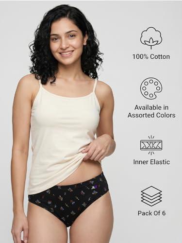Image of Panty Set for Women | Printed Mid Waist Cotton Panties for Women Combo | Hipster Briefs | Soft Breathable Innerwear for Women | Ladies Innerwear