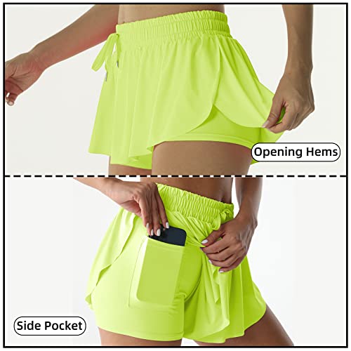 Image of Flowy Athletic Shorts for Women Running Tennis Butterfly Shorts Girls 2-in-1 Double Layer Quick-Drying Comfy Shorts