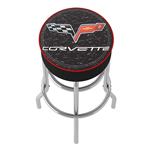 Trademark Gameroom Bar Stool - Corvette C6 Black Stool With Foam Padded Seat - Swivel Chair For Game Room, Garage, Or Home Bar #TOP4