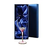 Simcat Wine Glasses Clear Enamel Handcrafted Wine Glasses Champagne Red Wine Floral Goblets (Pink 1 glass gift box)
