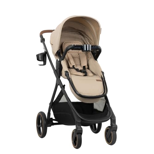 Image of Evenflo Shyft Intuiti+ Stroller with Green & Gentle Fabric (Travertine)
