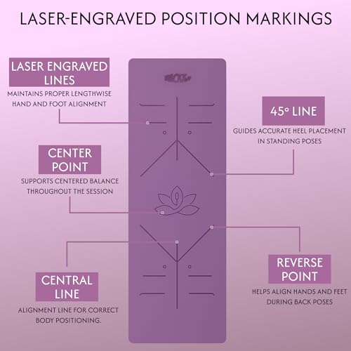 Image of Whackk TPE 6mm Laser Engraved Position Marking Yoga Mat|Pink & Purple Dual Colour|6 mm TPE Non-Slip Mat with Carry Strap|Lightweight & Eco-Friendly Non Toxic I Exercise and Fitness