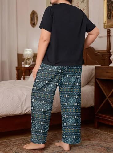 Image of Celary Women's Cotton Blend Printed Night Suit Set||Soft & Breathable Short Sleeve Top & Ethnic Print Pyjama Set||Also Available in Plus Size||Korean Night Suit||Comfortable Home Wear & Sleepwear