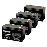 ExpertPower 12V 7.2Ah - SLA Rechargeable 12V Battery Pack of 4 for Ride-On Toys, Alarm System, UPS, EPS, Feeder, Exit Sign, Small 12 Volt Battery for Kids Car, Sealed Lead Acid Fire Alarm Batteries