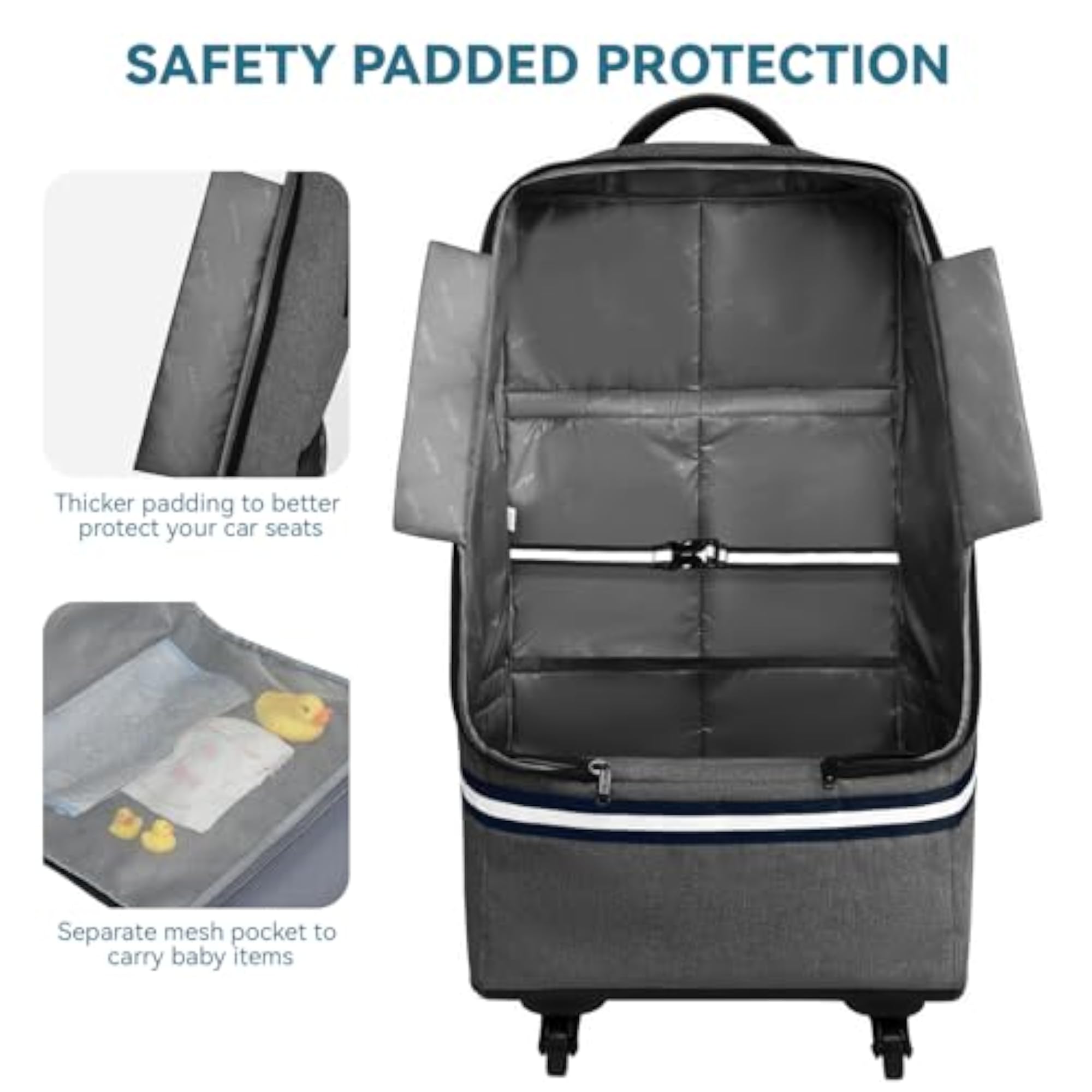 Rolling Car Seat Travel Bag, Padded Backpack for Airplane