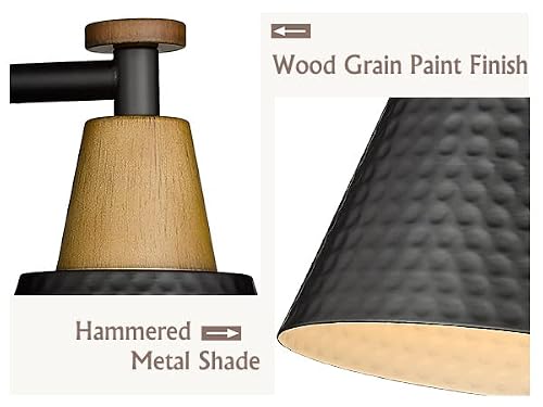 Femila Black Bathroom Light Fixtures, 2-Light Bathroom Vanity Lights Over Mirror With Hammered Metal Shade, Modern Wall Sconces Lighting For Kitchen Bedroom Living Room, 4Fg59B-2W Bk #TOP4