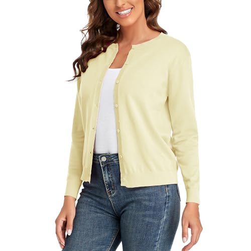 CUNYI Cardigan Donna Maglia con Bottoni Girocollo Classico Manica Lunga