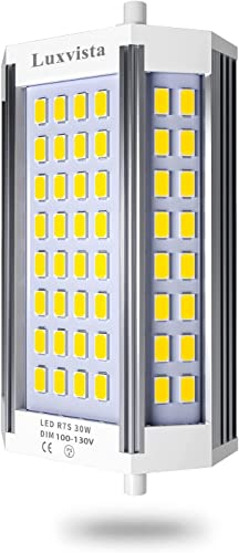 Luxvista R7S LED Bulb 118mm Dimmable, 30W 120V 118mm J-Type Double Ended Light Bulbs, 300W J118 Halogen T3 Replacement for Ceiling Light Floor Lamp, 5000K Daylight White