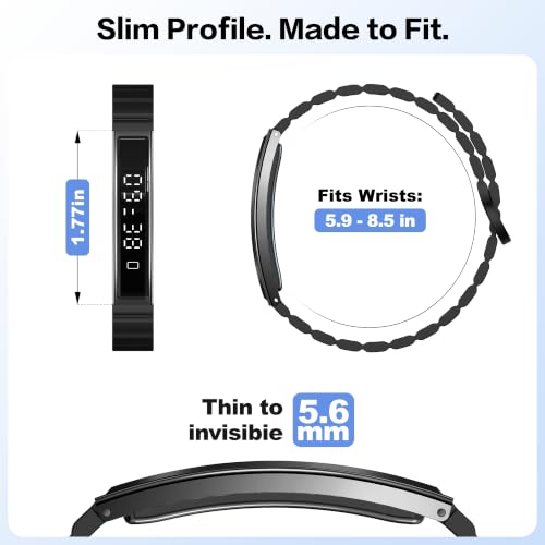 Image of Smart Bracelet for Women & Men, Health Activity & Fitness Tracker | Sleep Tracking, 24 /7 Heart Rate & Stress Monitor, Slim 16g Lightweight, 7-10 Day Battery, Free App, No Subscription, 2 Bands