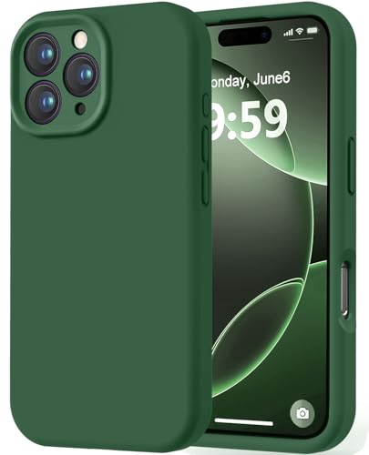 Image of LOVE 3000 Designed for iPhone 16 Pro Max Case, Premium Silicone with [Soft Anti-Scratch Microfiber Lining] Shockproof Protective Phone Case for Men Women Girls 6.9 inch, Green