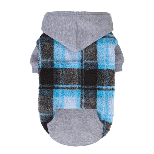 PUPTECK Dog Hoodie Puppy Sweatshirt Warm Dog Sweater Winter Clothes Cold Weather Coats for Small Medium Large Dogs, Blue, XL