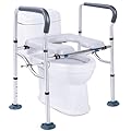 ALIESTFDNO Raised Toilet Seat with Handles, Toilet Seat Risers for Seniors,5-Level Adjustable Height Commode Toilet with Safety Frame, Heavy Duty 400lb, Shower Chair for Elderly, Handicap Pregant