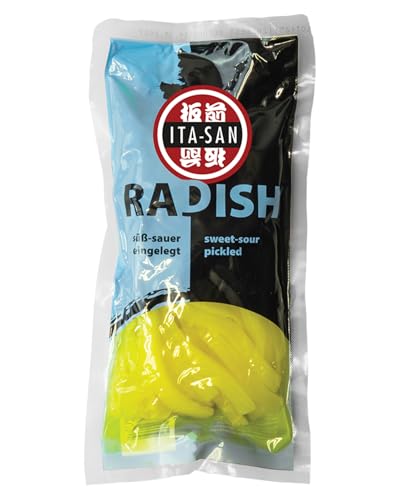 ITA-SAN Rettich Tankuan, eingelegter Rettich süß-sauer, japanisch, milde Schärfe, authentisch japanisch kochen, ideal für Sushi oder als Snack, vegan, halal, 1 x 350 g