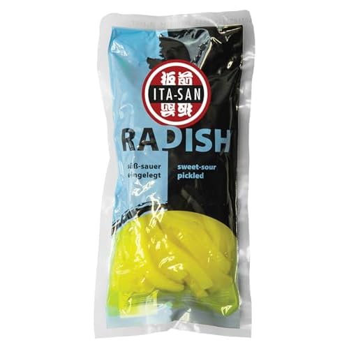 ITA-SAN Rettich Tankuan, eingelegter Rettich süß-sauer, japanisch, milde Schärfe, authentisch japanisch kochen, ideal für Sushi oder als Snack, vegan, halal, 1 x 350 g