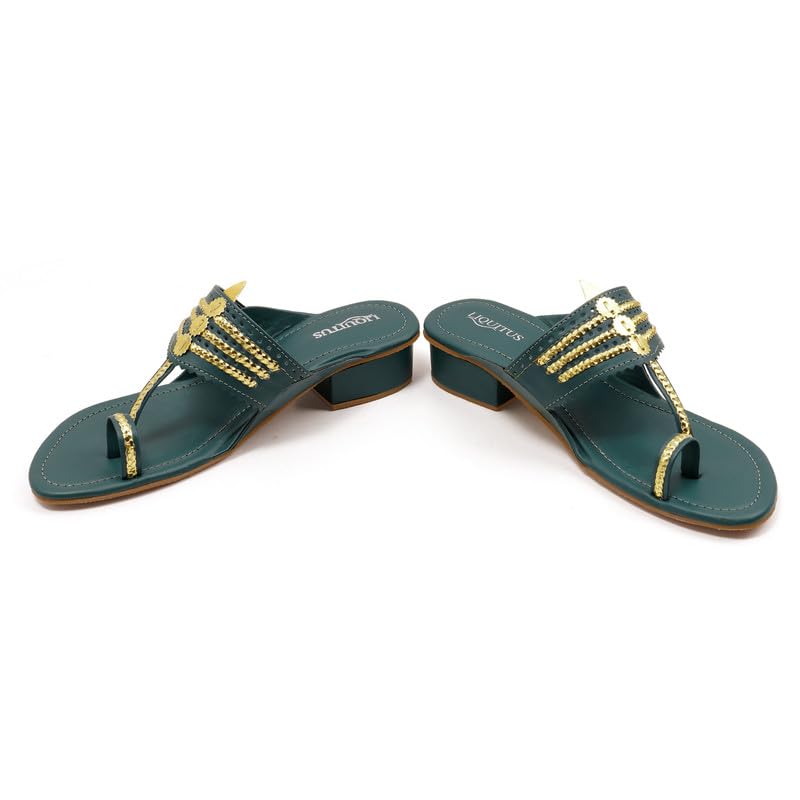 Image of Handcrafted Heeled Kolhapuri Sandals