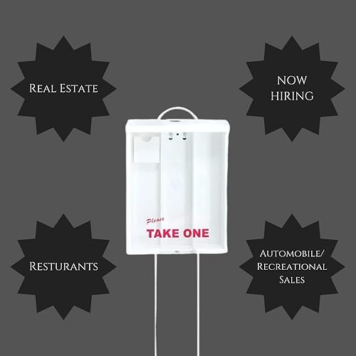 Vista 2 de Caja blanca para folletos de bienes raíces para exteriores, estaca adjunta para 250 documentos de 8.5 x 11 pulgadas y 60 tarjetas de visita, soporte