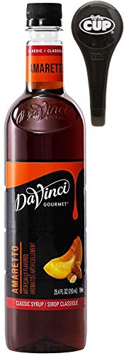 Davinci Gourmet Coffee Syrup, Classic Amaretto, 750 ml Bottle with By The Cup Pump