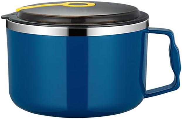 Stainless Steel Noodle Bowl with Lid Drainage Instant Rice(Black)