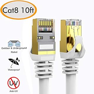 Cat 8 Ethernet Cable 10 ft Shielded, 26AWG Lastest 40Gbps 2000Mhz SFTP Patch