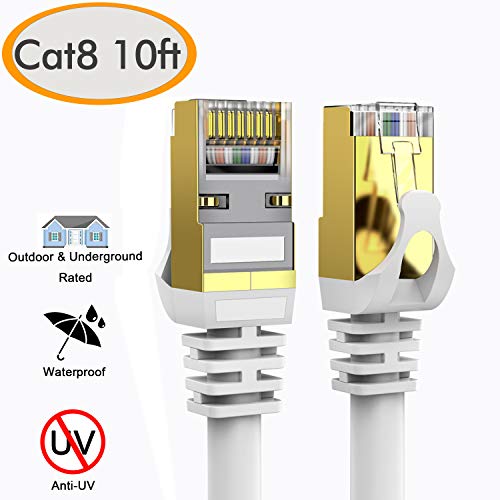 Cat 8 Ethernet Cable 10 ft Shielded, 26AWG Lastest 40Gbps 2000Mhz SFTP Patch